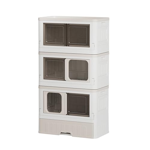 GUAWJRZDP 3-stöckiges Katzengehege, DIY-Katzenlaufstall, Katzengehege, Faltbar, Aufbewahrung, mit Katzentoilette, Freie Kombination, for 1-2 Katzen(Khaki,Large) von GUAWJRZDP