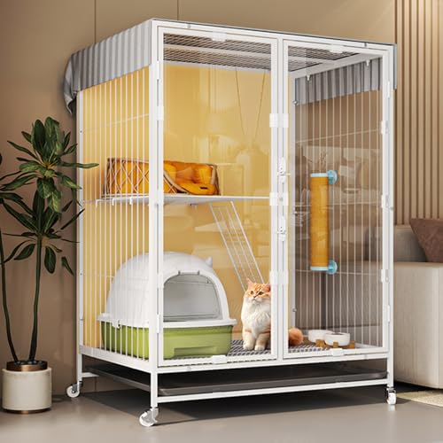 GUAWJRZDP Großer Katzenkäfig, Katzengehege, DIY-Katzenlaufstall, Katzenhaus, Solide Und Stark, Transparent, Weiß, Kleintierkäfig, for Indoor-Kätzchen(2 layers) von GUAWJRZDP