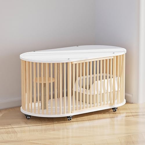 GUAWJRZDP Großer Katzenkäfig, Katzengehege, Katzenhaus, Holz, Doppeltüren, mit Rollen, mit Sisal-Sprungbrett, Atmungsaktiv, for Kätzchen, Kleintiere(Wood+White,1 Layer) von GUAWJRZDP