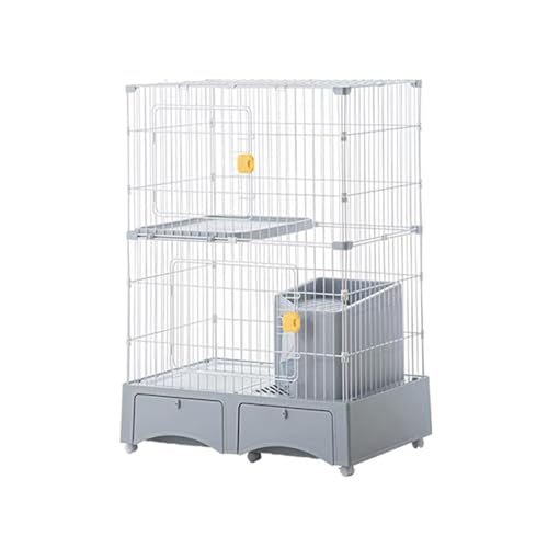 GUAWJRZDP Großer Katzenkäfig, Katzengehege, Katzenlaufstall, Innen, Mit Katzentoilette, Stauraum, DIY-Haustierlaufstall, Abnehmbar, for 1-2 Katzen(Gray,2tier) von GUAWJRZDP