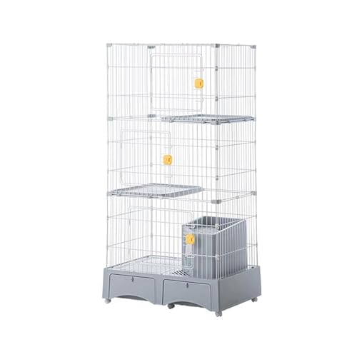 GUAWJRZDP Großer Katzenkäfig, Katzengehege, Katzenlaufstall, Innen, Mit Katzentoilette, Stauraum, DIY-Haustierlaufstall, Abnehmbar, for 1-2 Katzen(Gray,3tier) von GUAWJRZDP