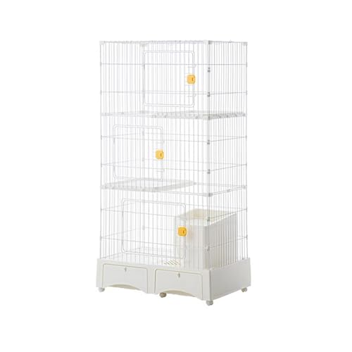 GUAWJRZDP Großer Katzenkäfig, Katzengehege, Katzenlaufstall, Innen, Mit Katzentoilette, Stauraum, DIY-Haustierlaufstall, Abnehmbar, for 1-2 Katzen(Wit,3tier) von GUAWJRZDP