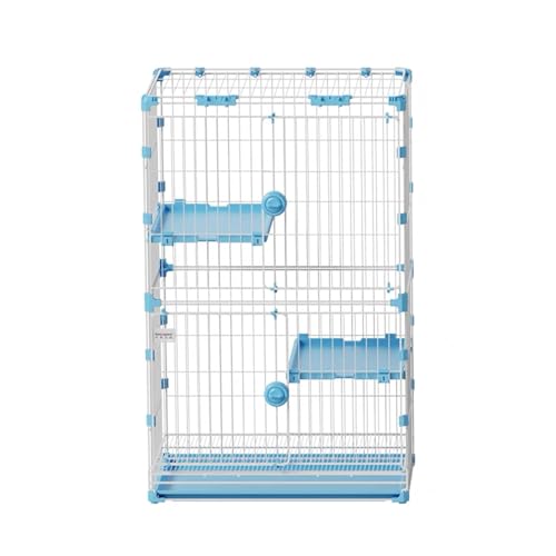 GUAWJRZDP Katzengehege, Katzenkäfig for Den Innenbereich, Katzenlaufstall, Großer Raum, Mit Oberlicht, Mit Plattform, Metall, Abnehmbares Katzenhaus, for 1-2 Katzen(Blauw,2-Tier) von GUAWJRZDP