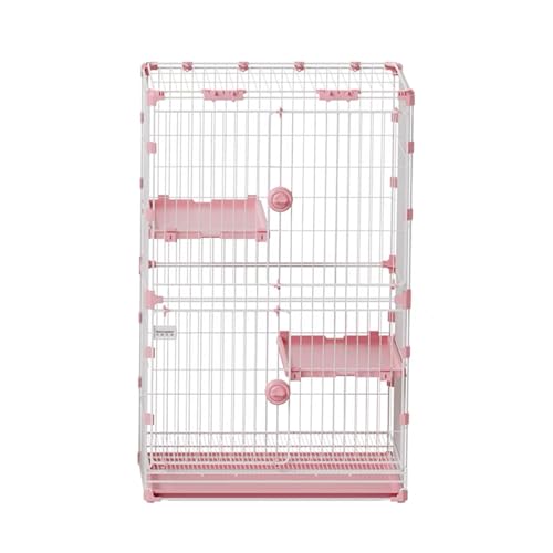 GUAWJRZDP Katzengehege, Katzenkäfig for Den Innenbereich, Katzenlaufstall, Großer Raum, Mit Oberlicht, Mit Plattform, Metall, Abnehmbares Katzenhaus, for 1-2 Katzen(Pink,2-Tier) von GUAWJRZDP