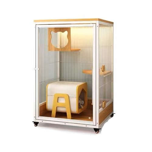 GUAWJRZDP Katzengehege, Katzenkäfig for Den Innenbereich, Katzenlaufstall, Metallrahmen, Transparente Tür, Universalräder, Katzenhaus, 25,5 X 23,6 X 38,9 Zoll(Wit) von GUAWJRZDP