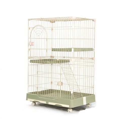 GUAWJRZDP Katzenkäfig, Großer Katzengehege, Abnehmbarer Katzenlaufstall, DIY Katzenhaus, Harz, Mit Plattform, Doppelter Schubladenabl, Universalrädern, for 1-2 Katzen(Green,2-Tier) von GUAWJRZDP