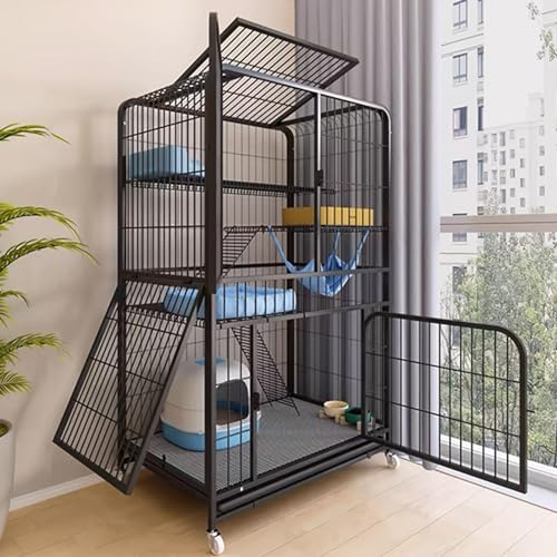 GUAWJRZDP Katzenkäfig, Katzengehege, Großer Katzenkäfig, mit Ausziehwanne, Unabhängiger Seitentür, Universal-Seilzug, Katzenhaus, Katzengehege for Den Außenbereich(Color:Nero,Size:30.7x21.7x53.9in) GUAWJRZDP Katzenkäfig, Katzengehege, Großer Katzenkäfig, mit Ausziehwanne, Unabhängiger Seitentür, Universal-Seilzug, Katzenhaus, Katzengehege for Den Außenbereich(Color:Nero,Size:30.7x21.7x53.9in) von GUAWJRZDP