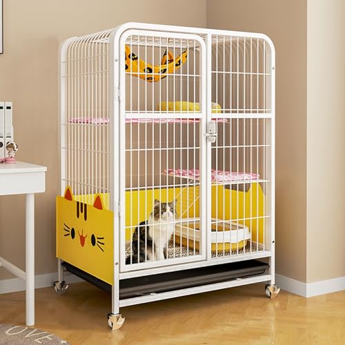 GUAWJRZDP Katzenkäfig, Katzenkäfig Für Katzen Im Innenbereich, Katzengehege, Mehrschichtiger, Haustierlaufstall, mit 4 Rädern, for 1-4 Katzen(Color:Wit,Size:30.7x21.7x43.3in) von GUAWJRZDP