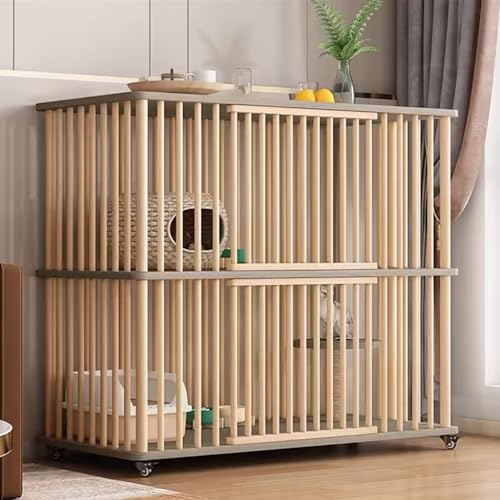 GUAWJRZDP Katzenkäfig Aus Holz, Katzengehege, Großer Katzenkäfig, 2 Türen, mit Rädern, Sisal-Sprungbrett, Laufstall for Haustiere, Einfach Aufzubauen, for 1-2 Katzen(Wood Color+Gray,Large_2 Layers) GUAWJRZDP Katzenkäfig Aus Holz, Katzengehege, Großer Katzenkäfig, 2 Türen, mit Rädern, Sisal-Sprungbrett, Laufstall for Haustiere, Einfach Aufzubauen, for 1-2 Katzen(Wood Color+Gray,Large_2 Layers) von GUAWJRZDP