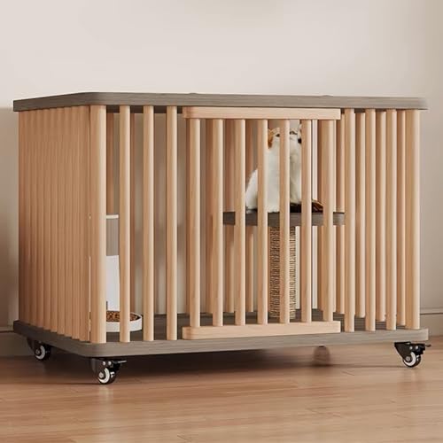 GUAWJRZDP Katzenkäfig Aus Holz, Katzengehege, Großer Katzenkäfig, 2 Türen, mit Rädern, Sisal-Sprungbrett, Laufstall for Haustiere, Einfach Aufzubauen, for 1-2 Katzen(Wood Color+Gray,SMALL_1 Layer) GUAWJRZDP Katzenkäfig Aus Holz, Katzengehege, Großer Katzenkäfig, 2 Türen, mit Rädern, Sisal-Sprungbrett, Laufstall for Haustiere, Einfach Aufzubauen, for 1-2 Katzen(Wood Color+Gray,SMALL_1 Layer) von GUAWJRZDP