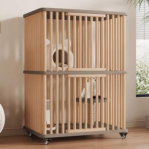 GUAWJRZDP Katzenkäfig Aus Holz, Katzengehege, Großer Katzenkäfig, 2 Türen, mit Rädern, Sisal-Sprungbrett, Laufstall for Haustiere, Einfach Aufzubauen, for 1-2 Katzen(Wood Color+Gray,SMALL_2 Layers) GUAWJRZDP Katzenkäfig Aus Holz, Katzengehege, Großer Katzenkäfig, 2 Türen, mit Rädern, Sisal-Sprungbrett, Laufstall for Haustiere, Einfach Aufzubauen, for 1-2 Katzen(Wood Color+Gray,SMALL_2 Layers) von GUAWJRZDP