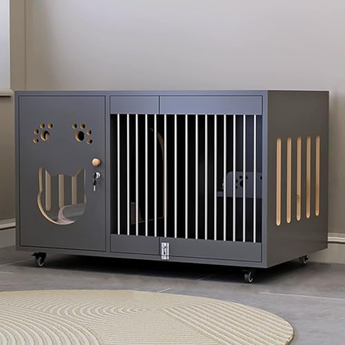 GUAWJRZDP Katzenkäfig Aus Holz, Katzengehege, Großer Katzenkäfig, mit Atmungsaktivem Zaun, Viel Platz, Universalräder, mit Schloss, for Zoohandlungen, Heimgebrauch(Gray,39.4IN_A) von GUAWJRZDP