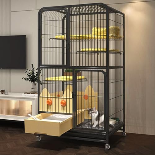 GUAWJRZDP Katzenkäfig Für Den Innenbereich, Katzengehege, Mehrschichtiges Katzenhaus, mit Katzentoilette Schublade, Höherer Schallwand, for Kleine Und Mittelgroße Haustiere(Color:Nero,Size:H:52.4in) GUAWJRZDP Katzenkäfig Für Den Innenbereich, Katzengehege, Mehrschichtiges Katzenhaus, mit Katzentoilette Schublade, Höherer Schallwand, for Kleine Und Mittelgroße Haustiere(Color:Nero,Size:H:52.4in) von GUAWJRZDP