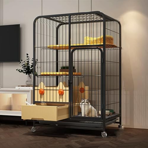 GUAWJRZDP Katzenkäfig Für Den Innenbereich, Katzengehege, Mehrschichtiges Katzenhaus, mit Katzentoilette Schublade, Höherer Schallwand, for Kleine Und Mittelgroße Haustiere(Color:Nero,Size:H:42.5in) GUAWJRZDP Katzenkäfig Für Den Innenbereich, Katzengehege, Mehrschichtiges Katzenhaus, mit Katzentoilette Schublade, Höherer Schallwand, for Kleine Und Mittelgroße Haustiere(Color:Nero,Size:H:42.5in) von GUAWJRZDP