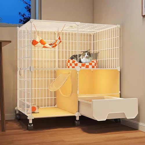 GUAWJRZDP Katzenkäfig for Den Innenbereich, 2/3-stöckiger Katzenlaufstall, Katzengehege, Mit Katzentoilette, Beweglich, Katzenhaus, for Kleine Und Mittlere Haustiere(High77cm/30.3in) von GUAWJRZDP