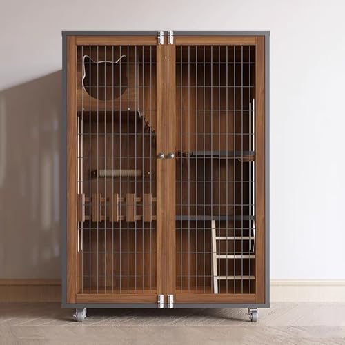 GUAWJRZDP Katzenlaufstall Aus Holz, Katzenkäfig, Katzengehege, Großer Raum, Mehrschichtig, Atmungsaktiv, Eisentor, Mit Licht, Freier Zugang, Katzenhaus, for 1-3 Katzen(Walnut color,35.4x23.6x47.2in) GUAWJRZDP Katzenlaufstall Aus Holz, Katzenkäfig, Katzengehege, Großer Raum, Mehrschichtig, Atmungsaktiv, Eisentor, Mit Licht, Freier Zugang, Katzenhaus, for 1-3 Katzen(Walnut color,35.4x23.6x47.2in) von GUAWJRZDP