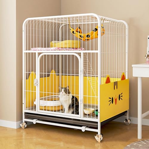 GUAWJRZDP Mehrschichtiger Katzenkäfig, Katzengehege, Großer Katzenkäfig, mit Schallwand, mit Tablett, Metall, mit Fußpolstern, Katzenhaus, for 1-2 Katzen(Wit,30.7x21.7x39.4in) von GUAWJRZDP