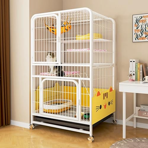 GUAWJRZDP Mehrschichtiger Katzenkäfig, Katzengehege, Großer Katzenkäfig, mit Schallwand, mit Tablett, Metall, mit Fußpolstern, Katzenhaus, for 1-2 Katzen(Wit,30.7x21.7x53.9in) von GUAWJRZDP