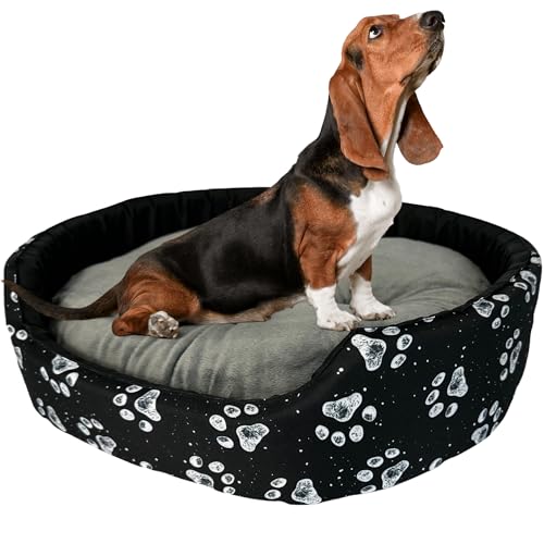 Hundebett | Weiches und angenehmes Material | Set mit Kissen | Größe XXL | 88x76x18 cm | Schwarz und Grau von GUGI