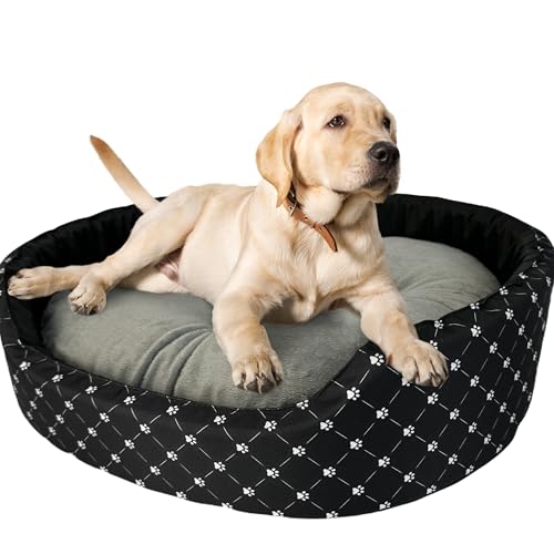 Hundebett | Weiches und angenehmes Material | Set mit Kissen | Größe XXL | 88x76x18 cm | Schwarz und Grau von GUGI