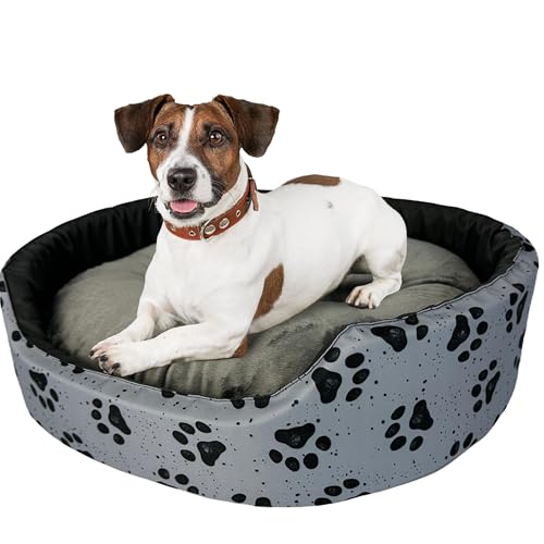 Hundebett | Weiches und angenehmes Material | Set mit Kissen | Größe XXL | 88x76x18 cm | Schwarz und Grau von GUGI
