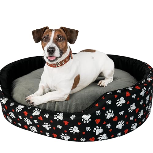 Hundebett | Weiches und angenehmes Material | Set mit Kissen | Größe XXL | 88x76x18 cm | Schwarz und Rot von GUGI