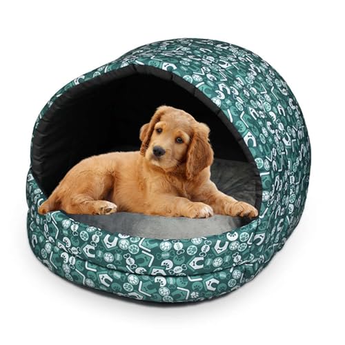 Wasserfeste Hundehöhle für große Hunde 62x46x52 cm - Hundebett mit Dach und herausnehmbarem Wendekissen, rutschfeste Unterseite, Für Innenbereich und Transport geeignet, Grün Wasserfeste Hundehöhle für große Hunde 62x46x52 cm - Hundebett mit Dach und herausnehmbarem Wendekissen, rutschfeste Unterseite, Für Innenbereich und Transport geeignet, Grün von GUGI