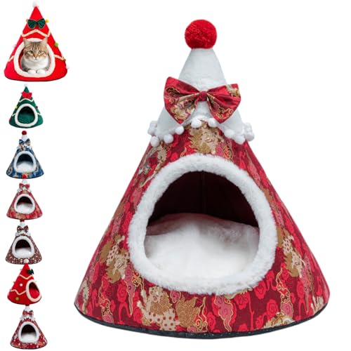 Weihnachtsschmuck-Haustierbett, Weihnachtsbaum-Katzenhaus-Höhlennest, Haustierzelthaus, Weihnachtsbaum-Hundehaus, Haustierzelt mit abnehmbarem Kissen Weihnachtsschmuck-Haustierbett, Weihnachtsbaum-Katzenhaus-Höhlennest, Haustierzelthaus, Weihnachtsbaum-Hundehaus, Haustierzelt mit abnehmbarem Kissen von GUIBEIZU
