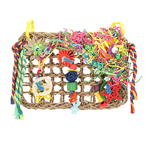 GULEEK Vögel kauen Kletternetz-Spielzeug, Kletternetze, Bunte gewebte Röhren, Luffa-Gras, Draht-Kauspielzeug, Wanddekoration GULEEK Vögel kauen Kletternetz-Spielzeug, Kletternetze, Bunte gewebte Röhren, Luffa-Gras, Draht-Kauspielzeug, Wanddekoration von GULEEK