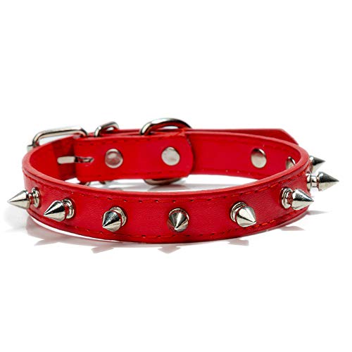 GUOCU 10 Stücke bequem gepolstert handgefertigte Leder Classic Hundehalsband einstellbar,Rot (10 Stücke),M von GUOCU