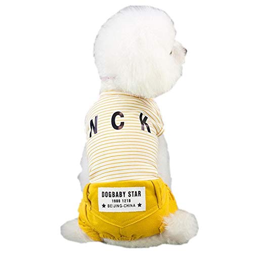 GUOCU Haustier Hund Welpen Klassischen Weste T-Shirt Hund Kleidung Striped Weste Bekleidung,Gelb,2XL von GUOCU