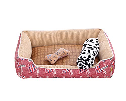 GUOCU Hundebett Hundesofa Schlafplatz Warm Weich Vlies Futter Haustierbett Waschbar Vier Jahreszeiten Verfügbar Vierteiliges Set Pink Set M von GUOCU