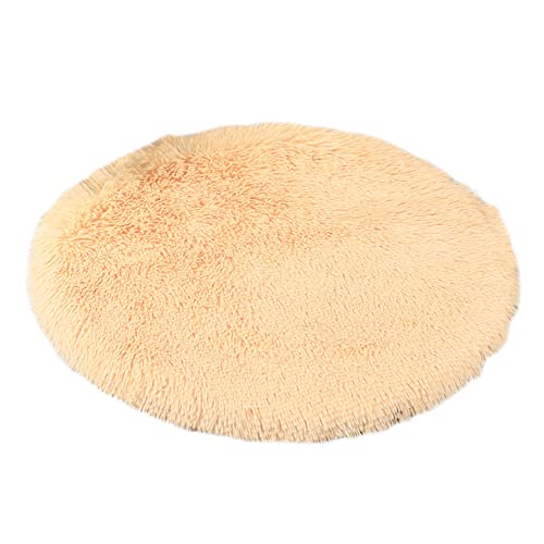 GUOCU Kunstpelz Shaggy Flauschig Hundematte Haustiermatte Super Weiches Hundebett Waschbar rutschfest Einfarbig Haustierbett für Hunde Und Katzen Runde Katzenbett Plüsches Bett,Champagner,40cm von GUOCU