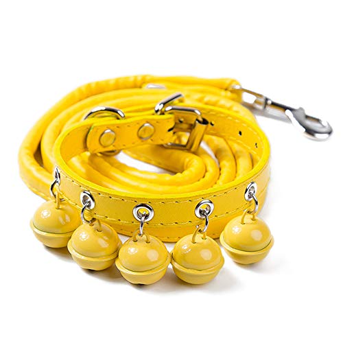 GUOCU Leder Halsbänder für Katzen Baby Welpen Hund einstellbar,Gelb,M von GUOCU
