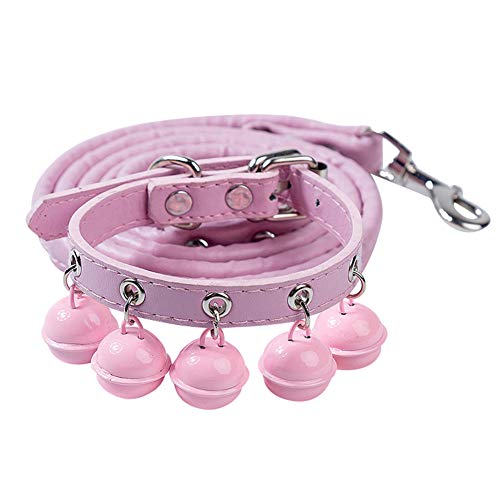 GUOCU Leder Halsbänder für Katzen Baby Welpen Hund einstellbar,Pink,M von GUOCU