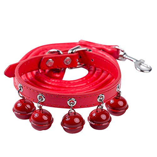 GUOCU Leder Halsbänder für Katzen Baby Welpen Hund einstellbar,Rot,M von GUOCU