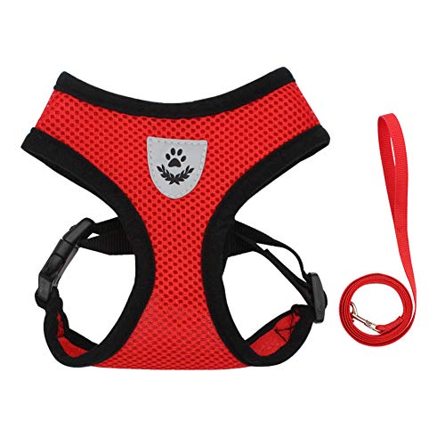 GUOCU Leichtes Hundegeschirr, verstellbare reflektierende Haustierweste, einfach an- und auszuziehen, geeignet für kleine und mittlere Hunde,rot,M von GUOCU