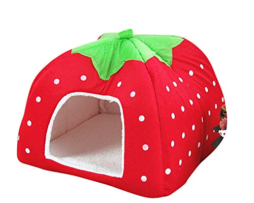 GUOCU Rote Erdbeere Haustierhaus Luxuriöses Weich Schlafsack Hundehütte Katzenhöhle Hund Katze Haus für Kleine Hunde und Katzen Rot XL GUOCU Rote Erdbeere Haustierhaus Luxuriöses Weich Schlafsack Hundehütte Katzenhöhle Hund Katze Haus für Kleine Hunde und Katzen Rot XL von GUOCU