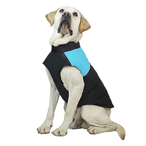 GUOCU Wind- und wasserdichte Winterweste für Hunde, bequemer reflektierender Mantel für Haustiere, warme Hundekleidung,Blau,L von GUOCU