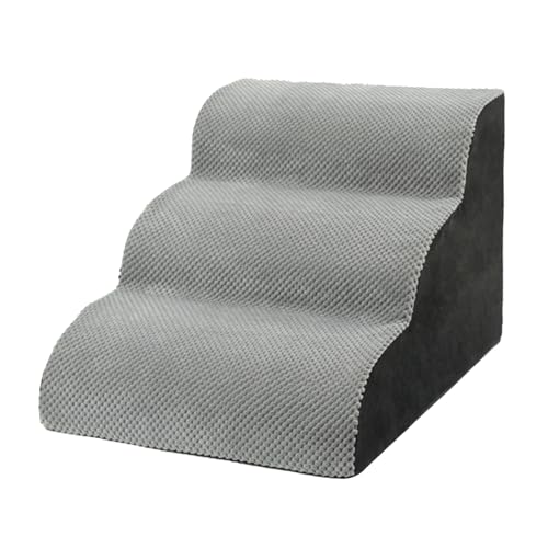 Haustiertreppe für Kleine Hunde Katzen,4 Stufen Hundetreppe,Katzentreppe Abnehmbar Hunderampe aus Schwamm für Sofa Bett,rutschfest Hunde Treppen Haustierleiter mit Waschbar Plüschbezug 71 * 40 * 46cm von GUOCU