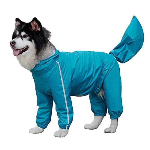 Hunde Poncho Regenmantel mit transparenter Krempenkappe,Wasserdicht Hunde Regenjacke mit Vier Beinen im Freien Einstellbare für Katzen Kleine, Mittel, Große Hunde Blauer See 8XL von GUOCU