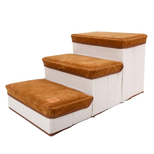 Hundetreppe mit 3 Aufbewahrungsboxen,Treppen für Hunde und Katzen,Faltbare rutschfeste Haustiertreppe 3 Stufen für Hohe Betten Couch,Rampe für Kleine oder Alte Hunde Grau Hundetreppe mit 3 Aufbewahrungsboxen,Treppen für Hunde und Katzen,Faltbare rutschfeste Haustiertreppe 3 Stufen für Hohe Betten Couch,Rampe für Kleine oder Alte Hunde Grau von GUOCU