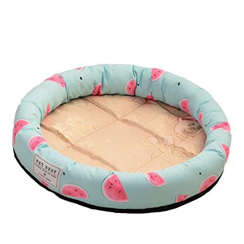 GUOCU Sommer Haustier Kühlkissen, Hundebett Kleine und Mittelgroße Hunde, Rundes Katzenbett, Atmungsaktive Sommer Kühlpads, Selbstkühlende Matte für Hunde Katze, Kuscheliges Haustierbett von GUOCU