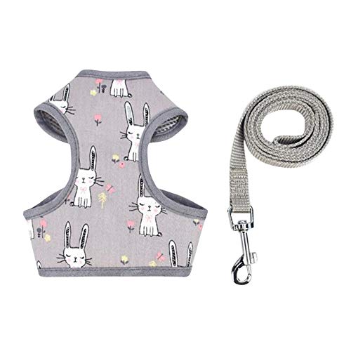 Welpengeschirre für Kleine bis mittelgroße Hunde Atmungsaktives Mesh Pet Vest Harness,Graues Kaninchen,L von GUOCU