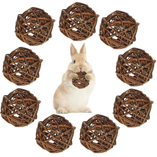 GUOYOU 9 Stück Natur Weidenball Spielzeug für Kleintiere, Hamster Spielzeug, Kleintiere Kauspielzeug für Kleintiere Hamster Kaninchen Meerschweinchen Chinchilla Rennmäuse(6cm) von GUOYOU
