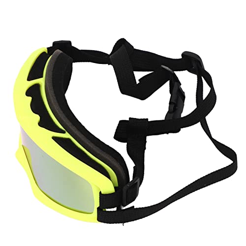 Hundebrille, Hundesonnenbrille, PC-Linsen, Verstellbarer Riemen für den Außenbereich (Gelber Rahmen) von GUPE