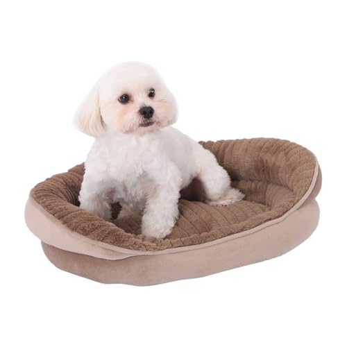 GUPPBF Katzenbett - Hundekorbkissen - weicher Katzenkorb - Maschinenwaschbar - rutschfeste Unterlage - Khaki - 50 cm × 45 cm × 17 cm von GUPPBF