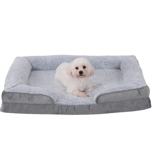 GUPPBF Kleines Hundebett - Orthopädisches Hundebett - Sofa für Haustiere - Abnehmbar und maschinenwaschbar - Weich und bequem - rutschfest - Grau - 75cm×50cm×15cm von GUPPBF