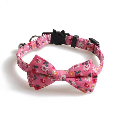 Blumendruck Einstellbarer Nylon Kätzchen Welpen Halsband Mit Glockenbogen Für Shiba Inu Pug Yorkie Chihuahua,A,28 cm von GUQOFAIE