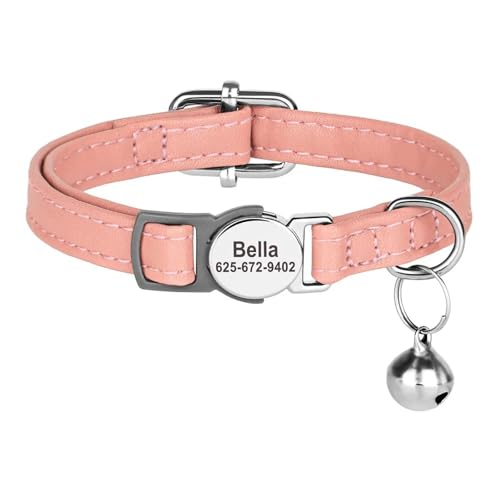 Custom Einstellbare Sicherheit Breakaway PU Leder Kätzchen Welpenkragen Personalisierte Anti-verlorene Pug Yorkie Chihuahua Kragen,A,20-30 cm von GUQOFAIE
